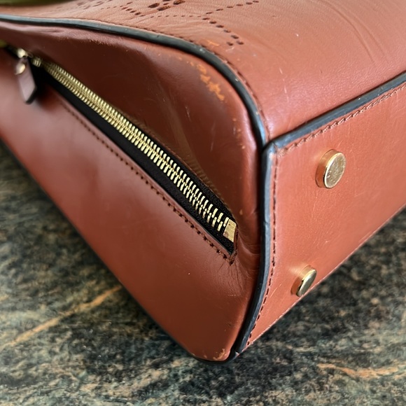 BCBG MaxAzaria  perforated cross body top handle leather bag - Picture 7 of 17